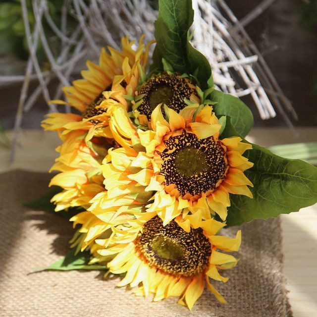 2020 New Yellow Sunflower Artificial Silk Flowers