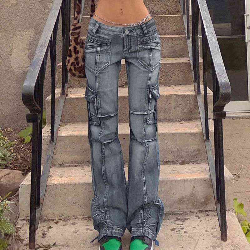 Compra Rapcopter Vintage Vintage Bolsillos De Cintura Baja Pantalones  Pantalones Baggy Casual Moda Denim Pantalones De Carga Mujeres Straight Hot  Coreano Jeans 90s W220216 Barato | Entrega Rápida Y Calidad | Es.Dhgate