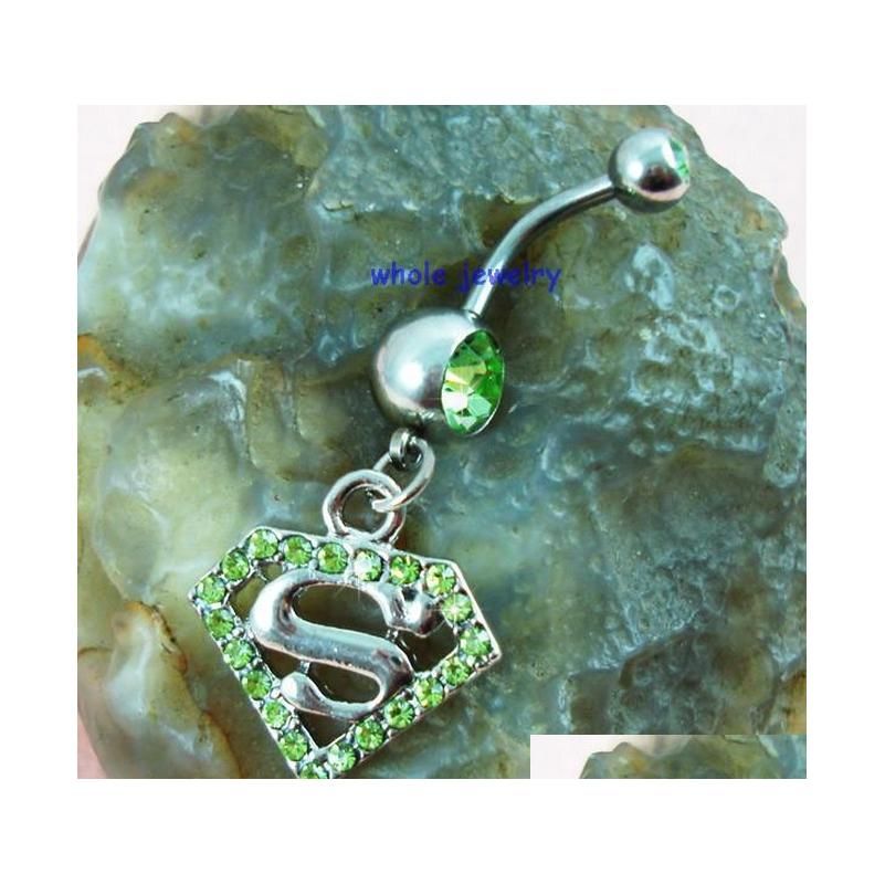 d0422 ( 1 color) belly button superman belly ring body piercing jewelry fashion charm 14ga 5/8 balls navel belly dangle piercing