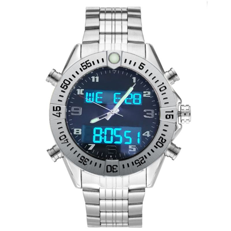 Professional Mens Designer Watches Dual Time Zone Electronic Pointer