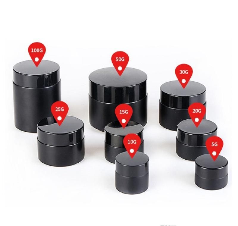 Download Black Frosted Glass Jars Cosmetic Cream Bottle Travel Cosmetic Dispenser Jar With Inner Pp Cover ...