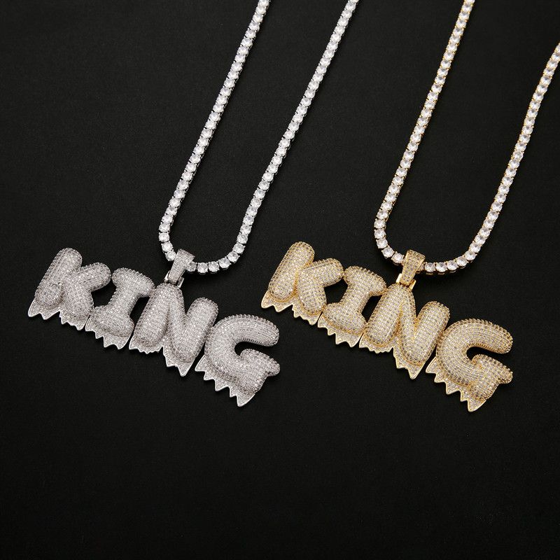 Wholesale A Z 0 9 Custom Name Letters Chain Necklace Pendant Men Zircon