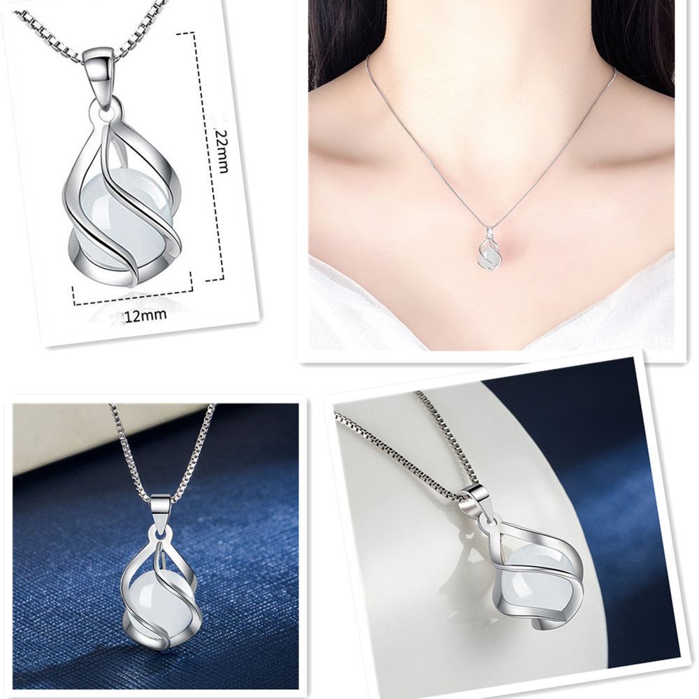 Necklet Chains Korean Style White Opal Waterdrop Shape Pendant Necklace