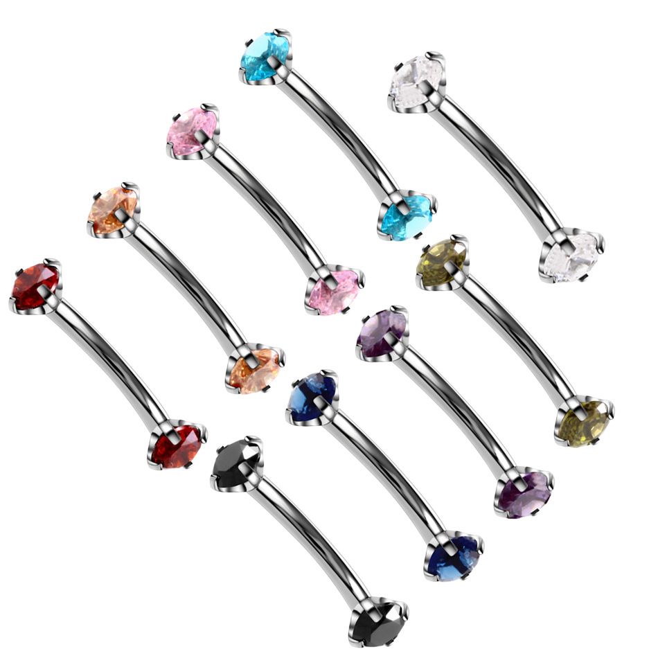 2021 316L Stainless Steel Crystal Eyebrow Ring Zircon Colorful Eyebrow