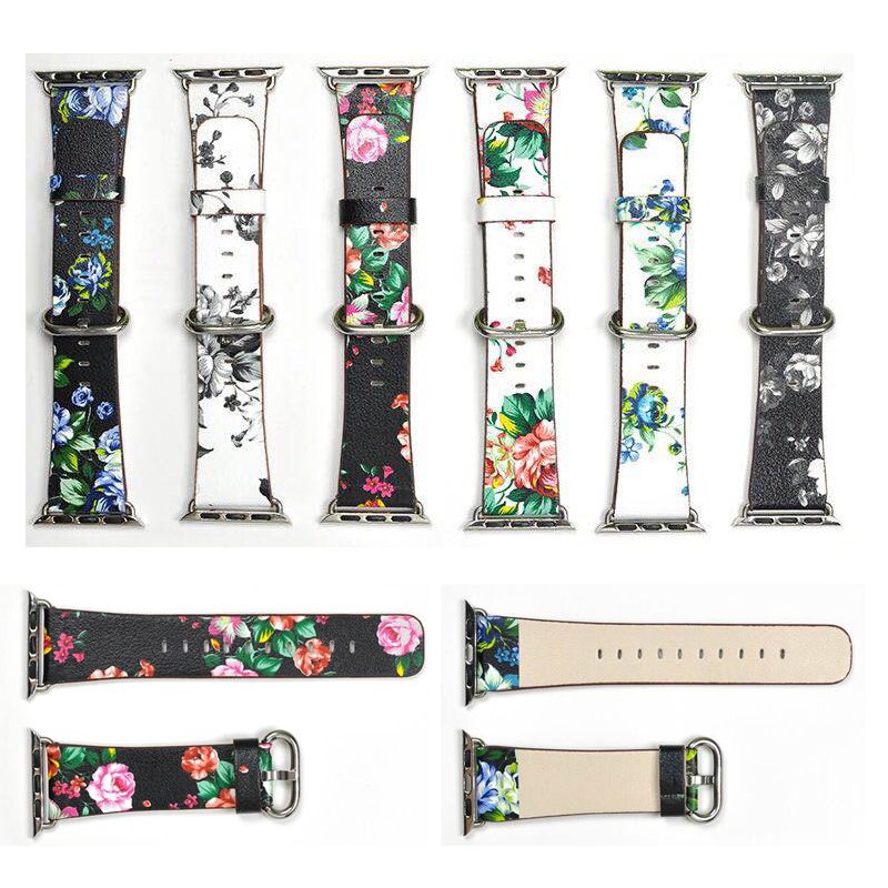 Flower Genuine Leather Band Watch Strape For Iwatch 5 4 3 2 1 38/40MM