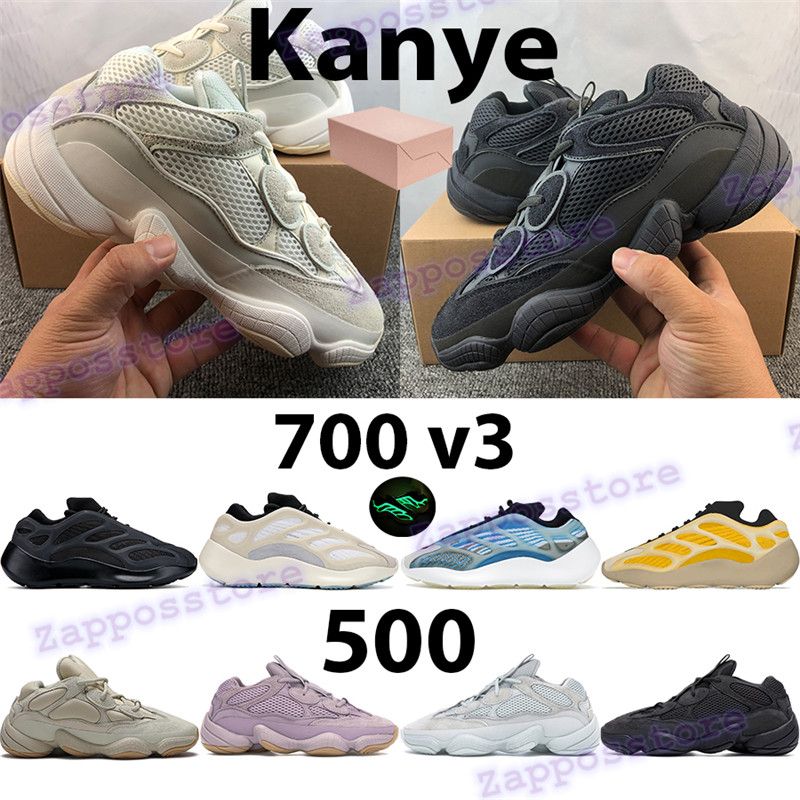Kanye 500 Men Women Running Shoes Soft Vision Utility Black Stone Salt 700 V3 Sneakers Alvah 
