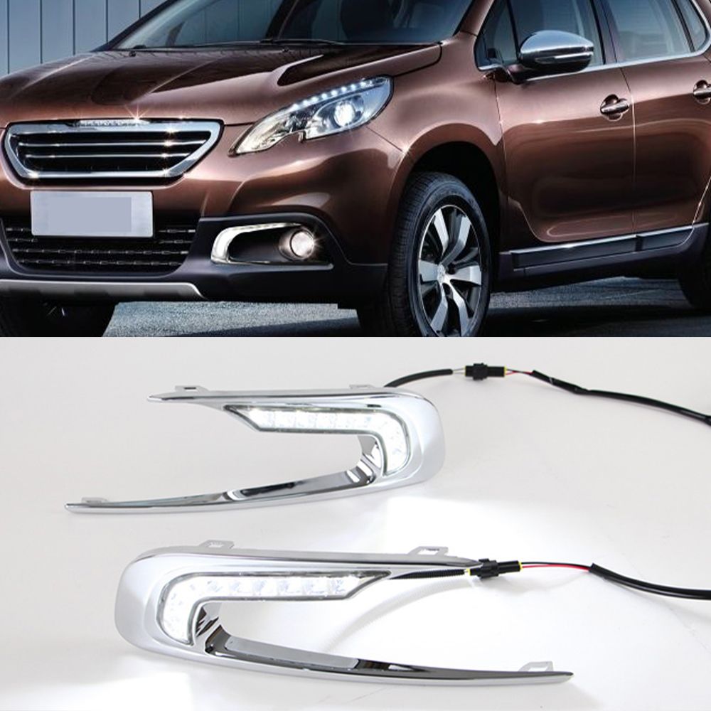 For Peugeot 2008 2014 2015 2016 LED DRL Daytime Running Lights Daylight