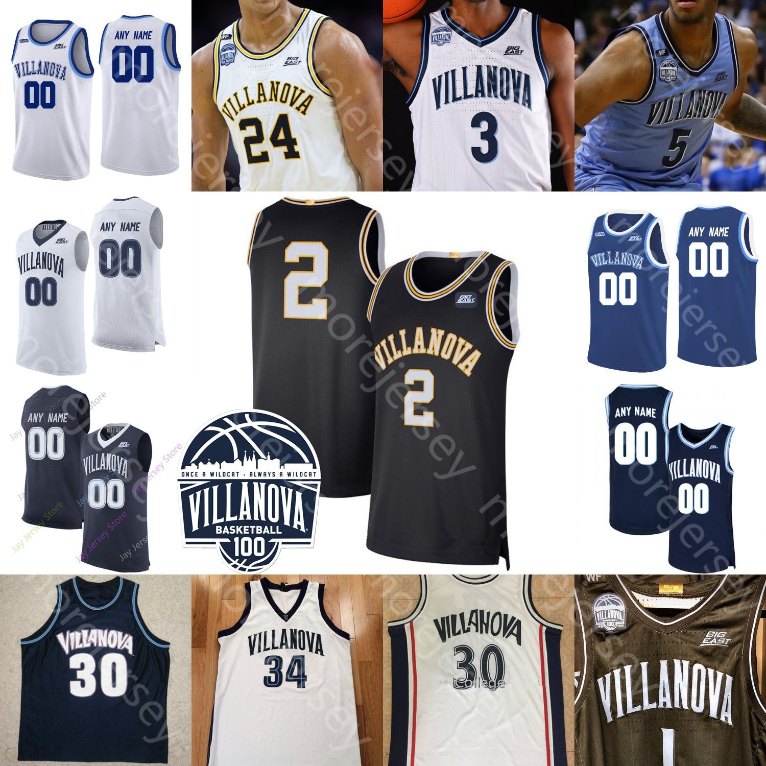 2021 Custom 2020 Villanova Wildcats Basketball Jersey NCAA College Collin Gillespie Bey Lowry ...