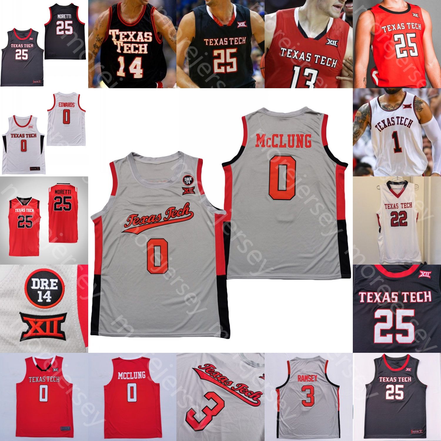 2020 Custom Texas Tech Basketball Jersey NCAA College Mac McClung Shannon Jr. Nimari