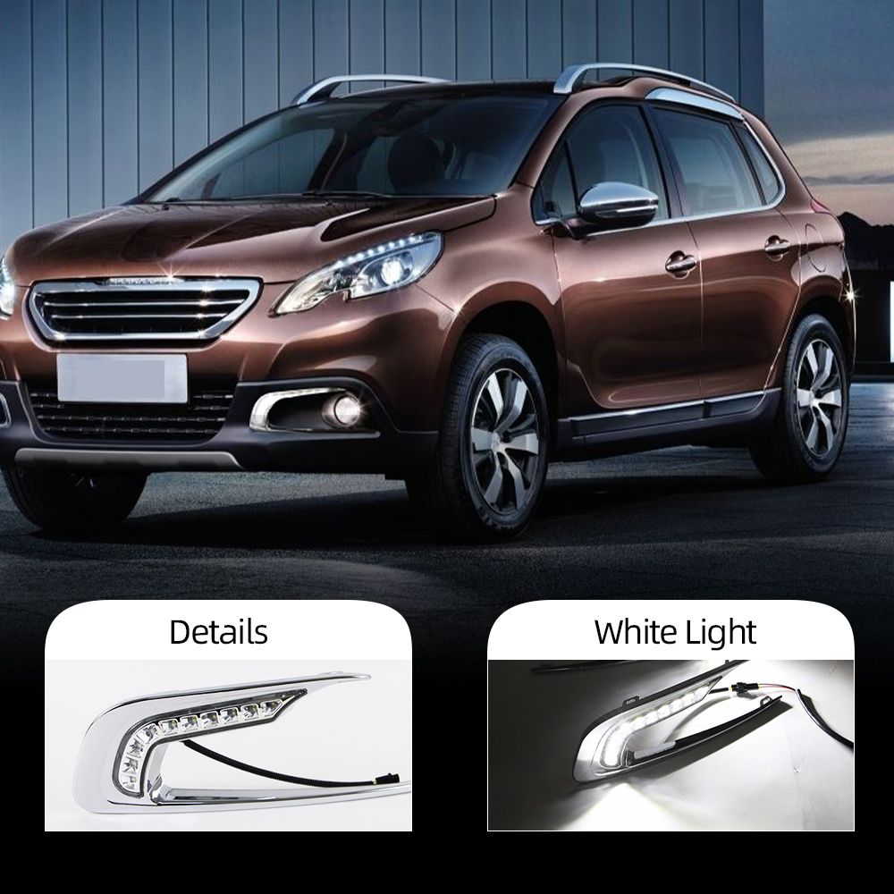 For Peugeot 2008 2014 2015 2016 LED DRL Daytime Running Lights Daylight