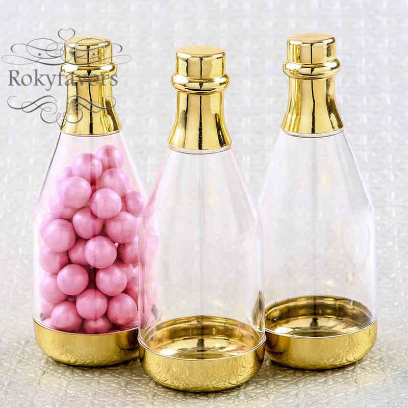 Plastic Champagne Bottle Candy Boxes Wedding Favors Fillable Favors Birthday Party Chocolate