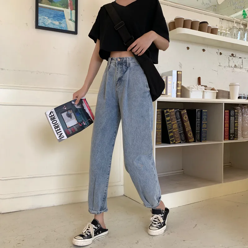 Jeans Vintage Taille Basse Femme - Style Maman Jeans Lâche Et Confortable