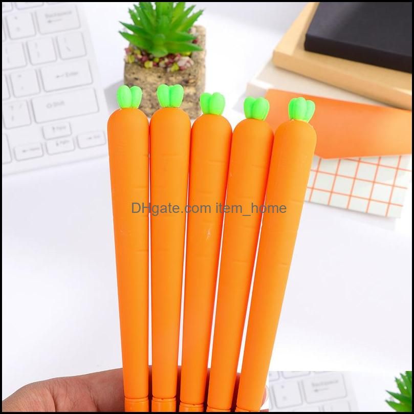Wholesale-1 PCS Creative Cute Black Refill Neutral Pen Stationery Korean Personalized Signature Gel Pens Student Carrot Water-Based