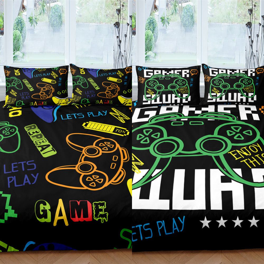 2/Gamer Duvet Cover Set Bedding Queen King Kids Boys Girls Bed Set Game