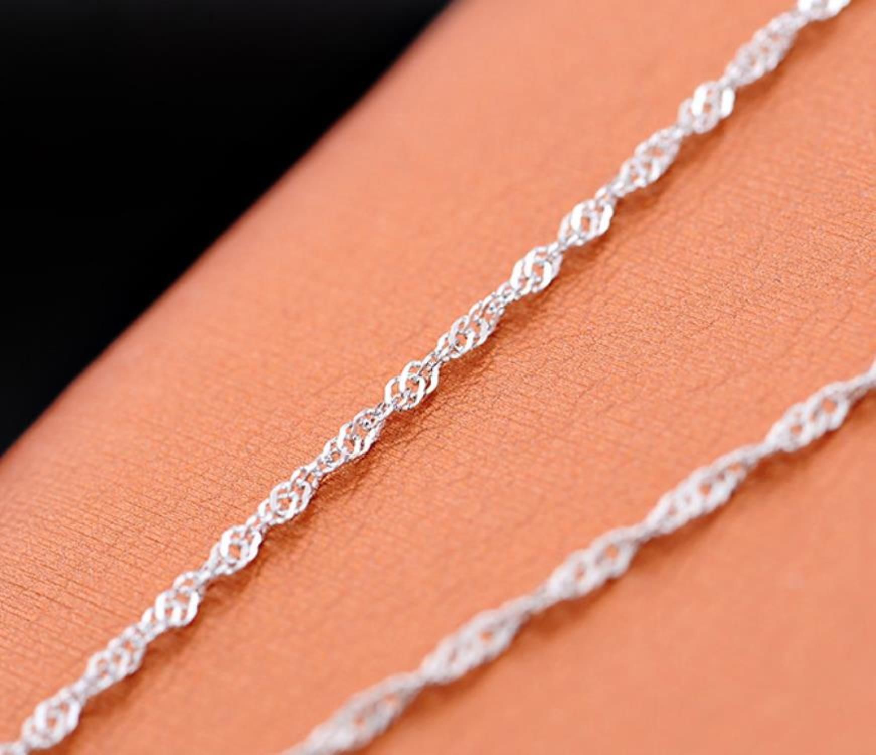 925 sterling silver smooth Water wave chains women choker Necklaces Fashion Jewelry in Bulk Size 16 18 20 inches