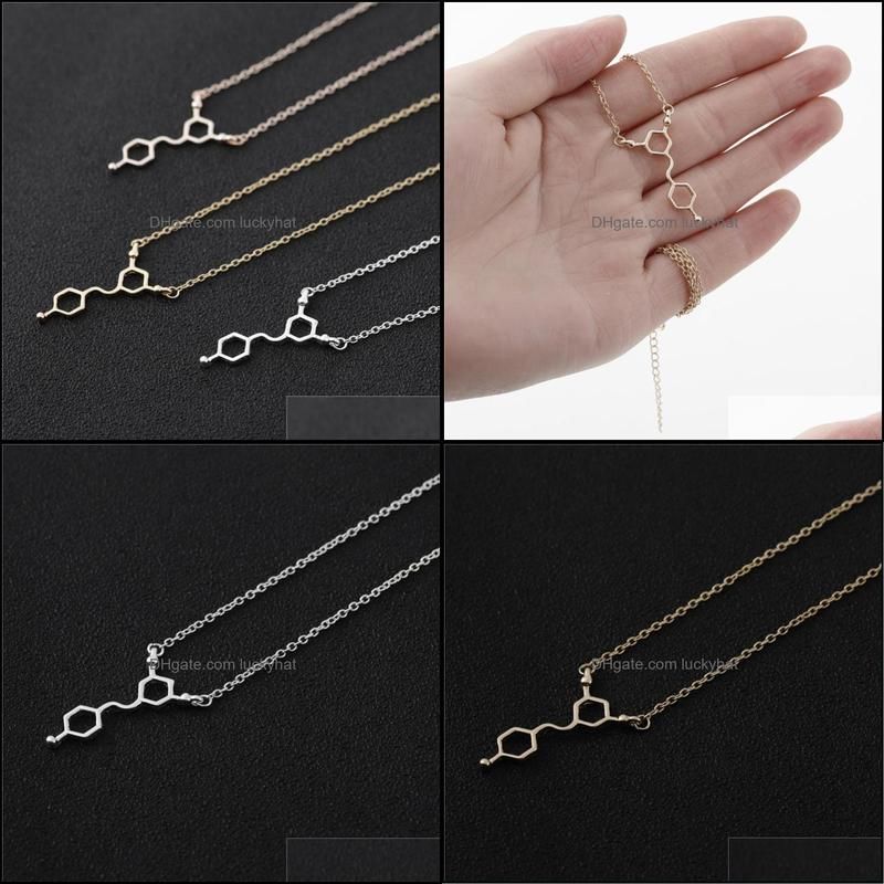 Pendant Necklaces 30 Molecular Science Structure Chemistry Geometric Hexagon Charm Necklace Red Wine Dopamine Molecule Jewelry