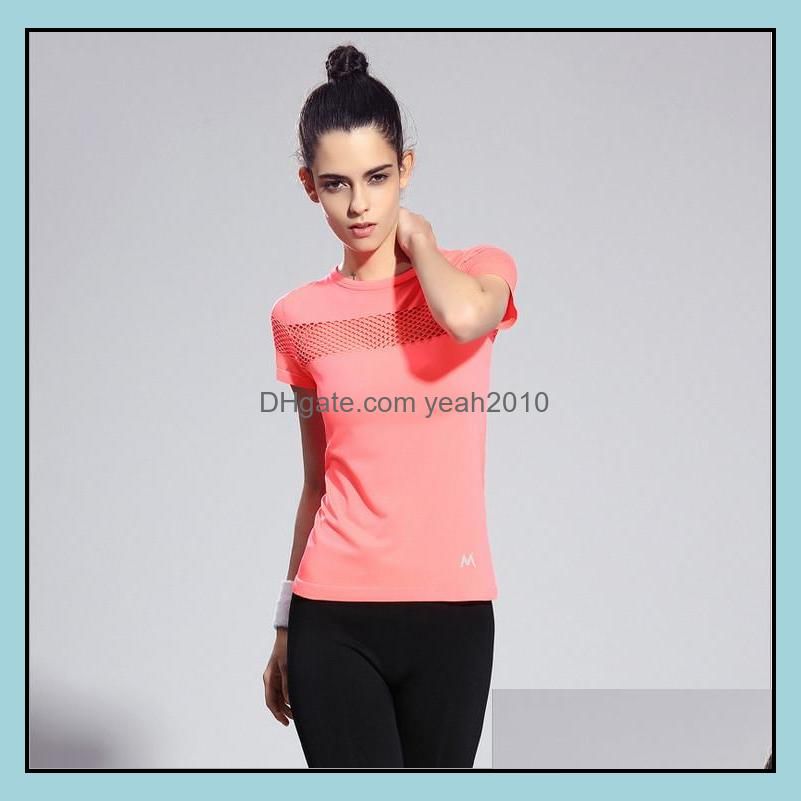 Yoga Outfits Women Gym T Shirt Sport Exercise Training Fitness Run Running Workout Short Sleeve T-shirts Tops1