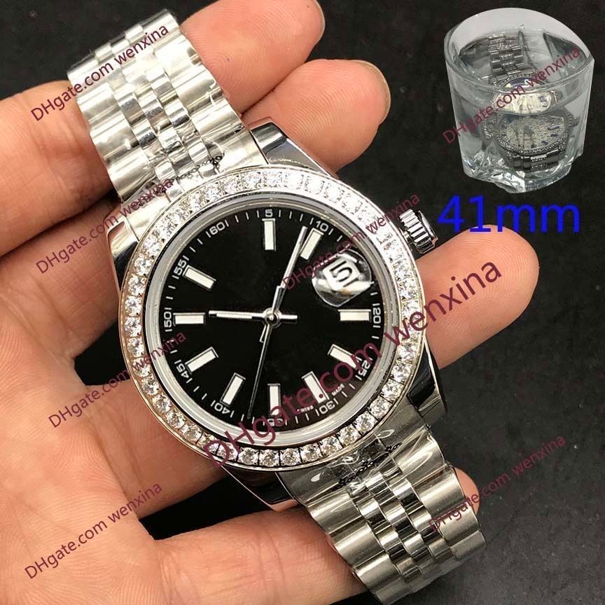 10 couleurs de haute qualité 41mm hommes montres de montres de diamant Sterling Silver Argent Couleur Montre de Luxe 2813 Acier Montre-bracelet étanche automatique