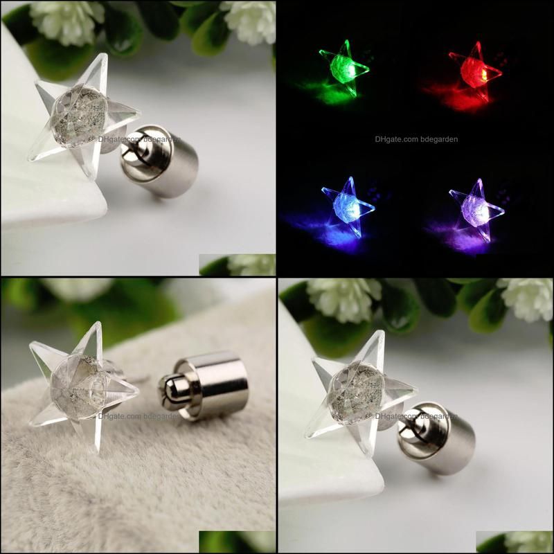 Stud Earrings Wholesale Charming LED Crown Glowing Crystal Stainless Stud Earring Jewelry Beautifully Channel Earrings