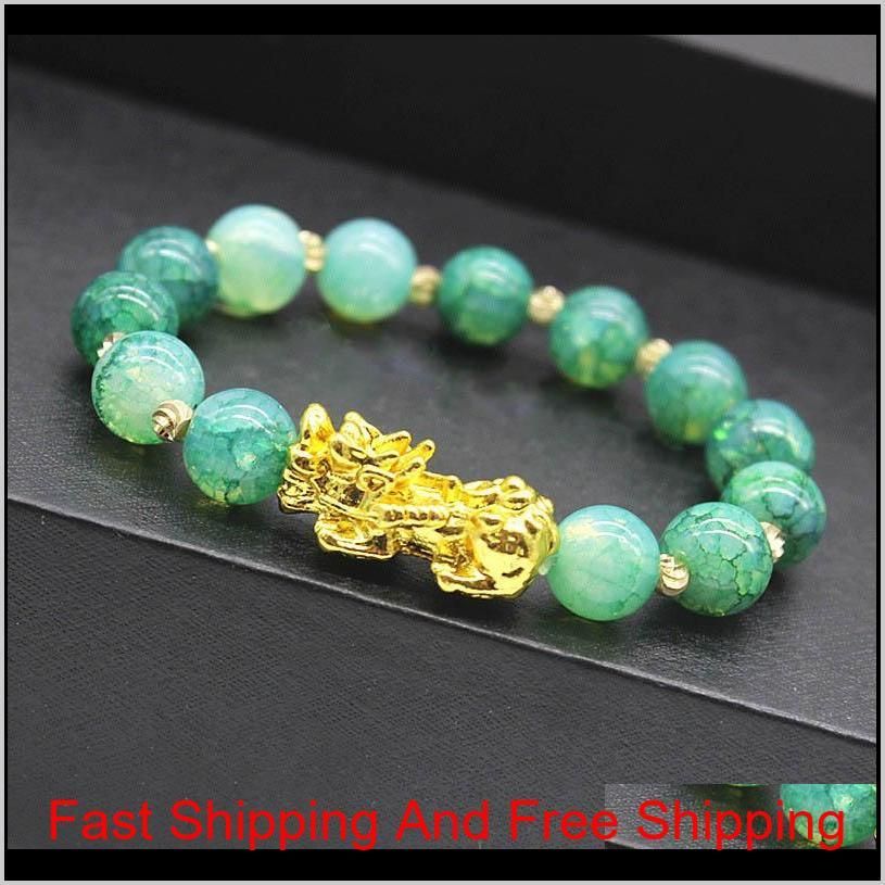 natural stone agate beads bracelet chinese pixiu lucky brave troops charms feng shui jewelry for women