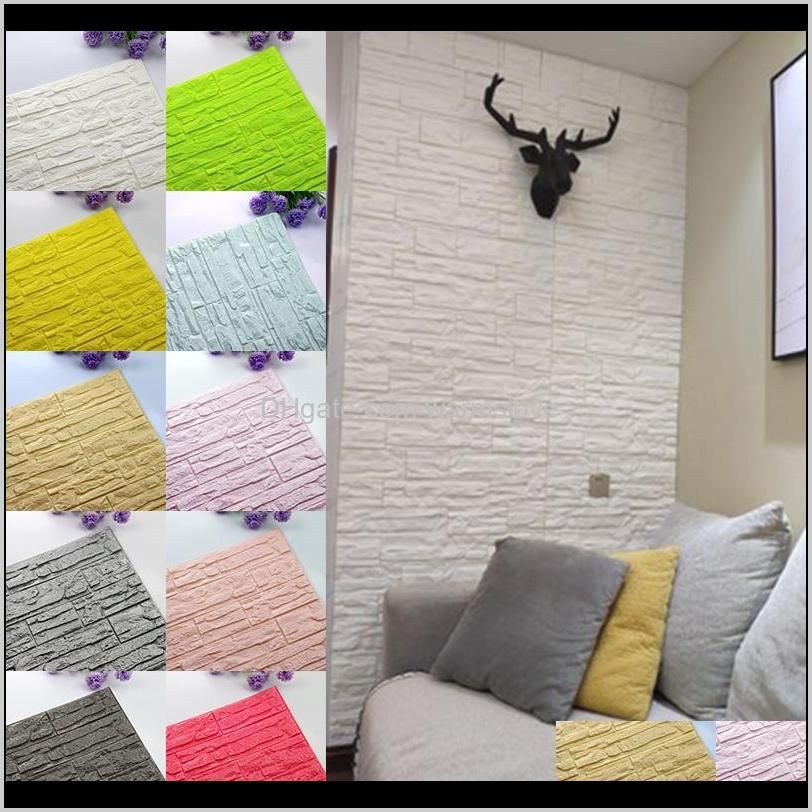 3D Foam Wall Panels Grey Color Peel And Stick Brick Wallpaper Self