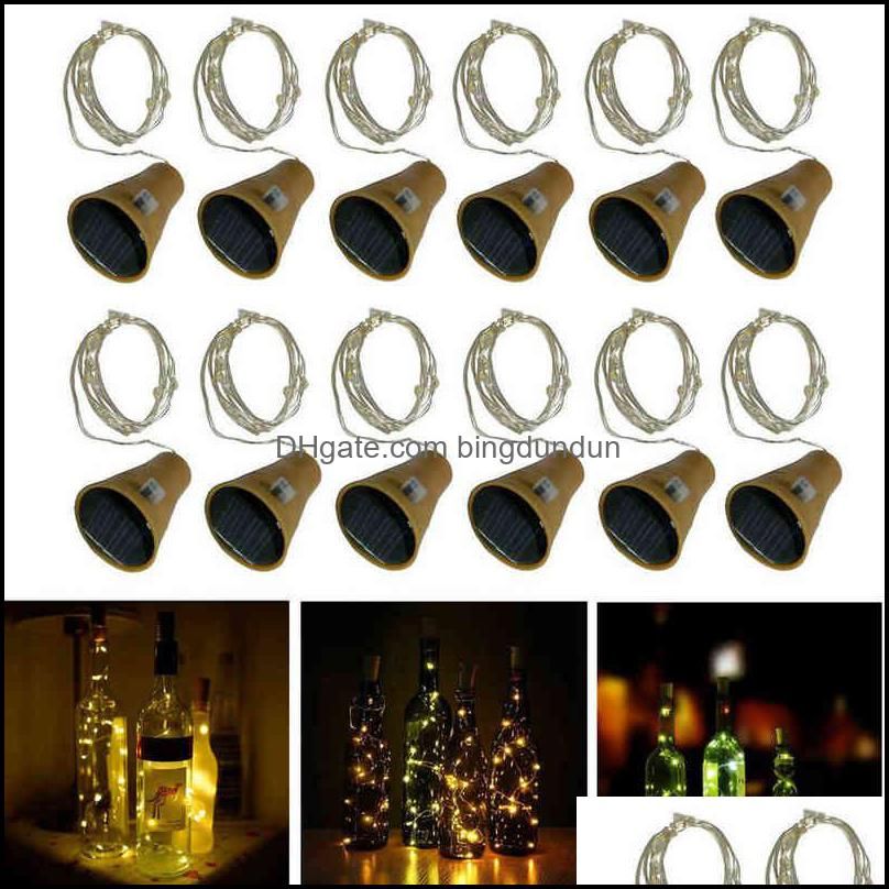 10/20LED Solar Wine Bottle Lights Copper Wire Cork Fairy String Light Party US 10/20LED Solar Wine Bottle Lights Copper Wire Cork Fairy String Light Party US