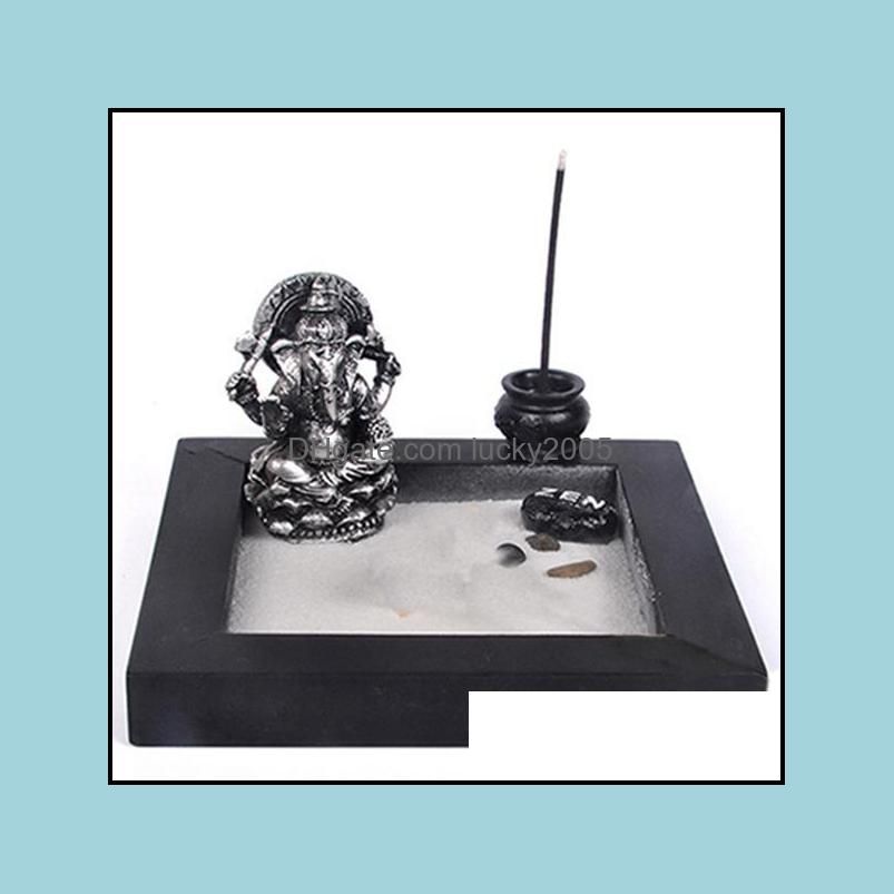 Decorative Objects & Figurines Japanese Karesansui Mini Zen Table Garden With Rack Pebbles And Sand Home Office Decoration,