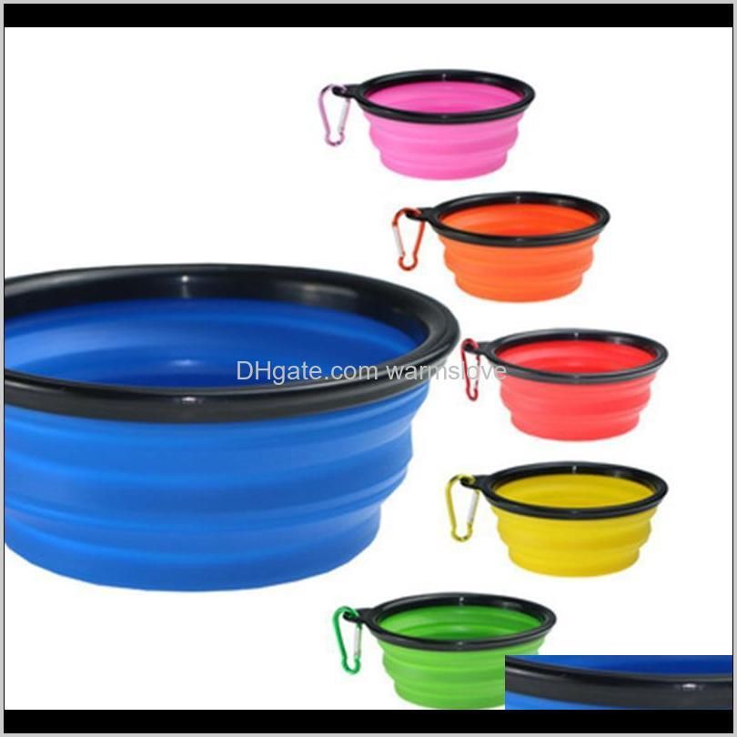 pet dog bowls silicone puppy collapsible bowl pet feeding bowls with climbing buckle travel portable dog food container sea shipping