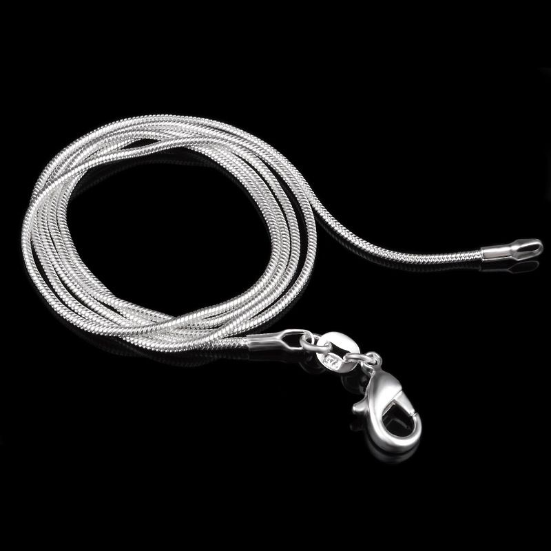 1MM 2MM 925 Sterling Silver Snake Chains choker Necklaces Jewelry in Bulk Optional Size 16 18 20 22 24 26 28 30 inches