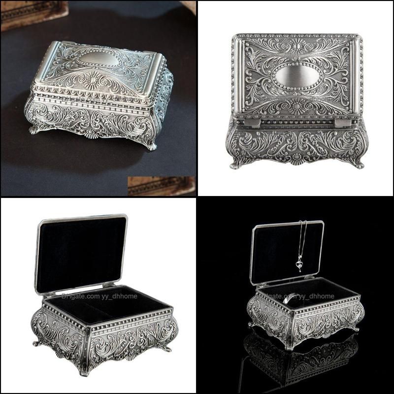 Jewelry Pouches, Bags Vintage Trinket Box Rectangle Metallic Floral Small Gift Storage P9YF