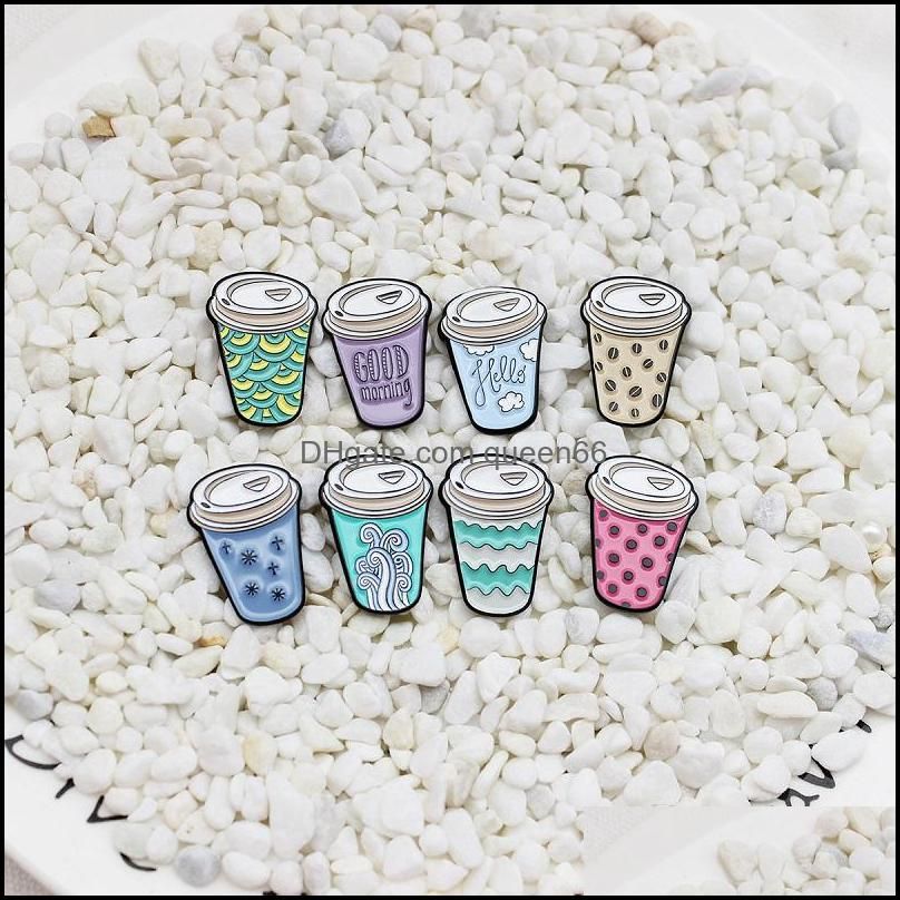 New Cute Drink Pearl Milk Tea Cup Brooch Dot Pattern Cartoon Fun Enamel Pins Accessories Children`s Denim Clothes Pendant Gift
