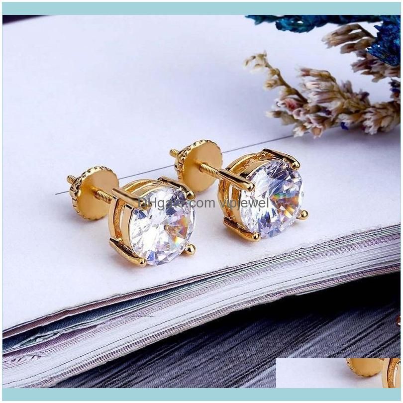 8mm Hip Hop Stud Earrings Silver Gold Plated CZ earring mens womens earing ear ring Women Men designer earings luxury Jewelry