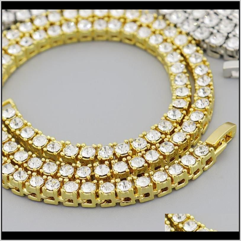 hip hop tennis chain necklace bling white zircon chains jewelry mens women fashion 5mm silver gold chain necklaces