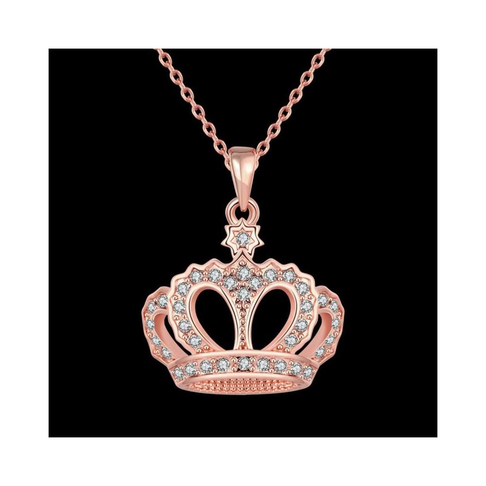 Diamond Crown Pendant Necklaces Rose Gold Silver Alloy Pendant with 18 Inches Chain Fashion Necklace Jewelry