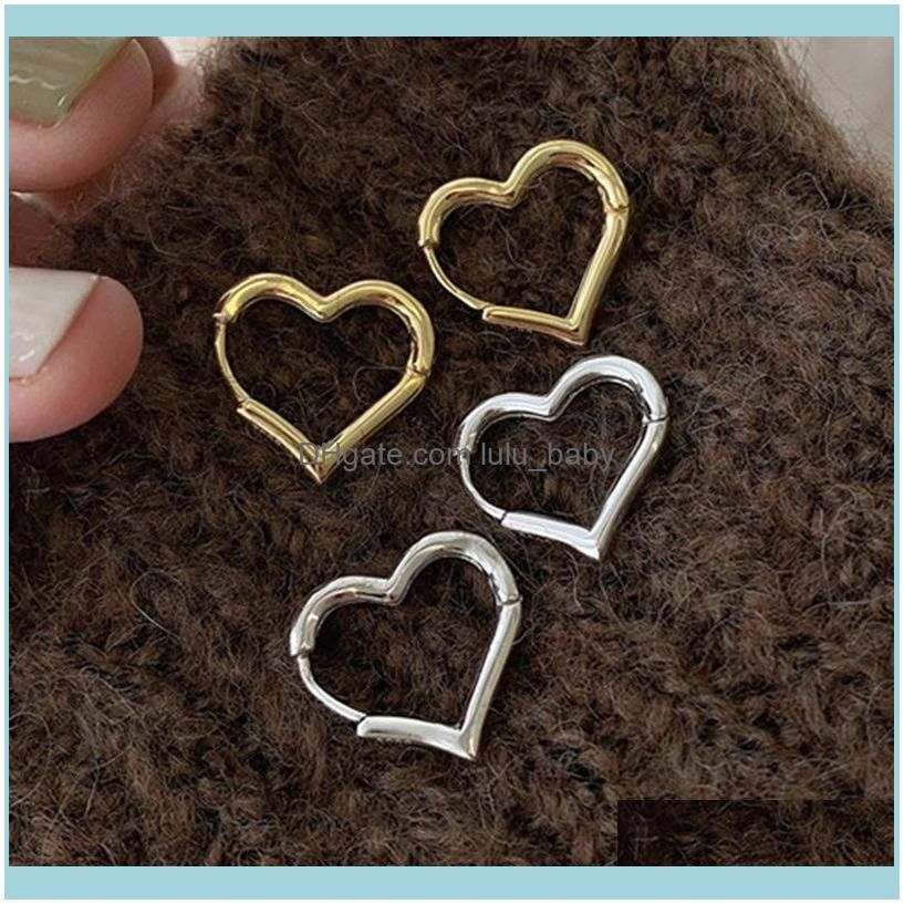 Heart-shaped Geometric Earrings Gold Silver Color Metal For Women Girls Party Jewelry Gifts Hoop & Huggie