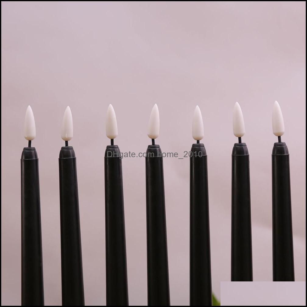 Pack of 6 Remote Halloween Taper Candles,Black Color Flameless Fake Pillar Candles Battery Candles With Contain