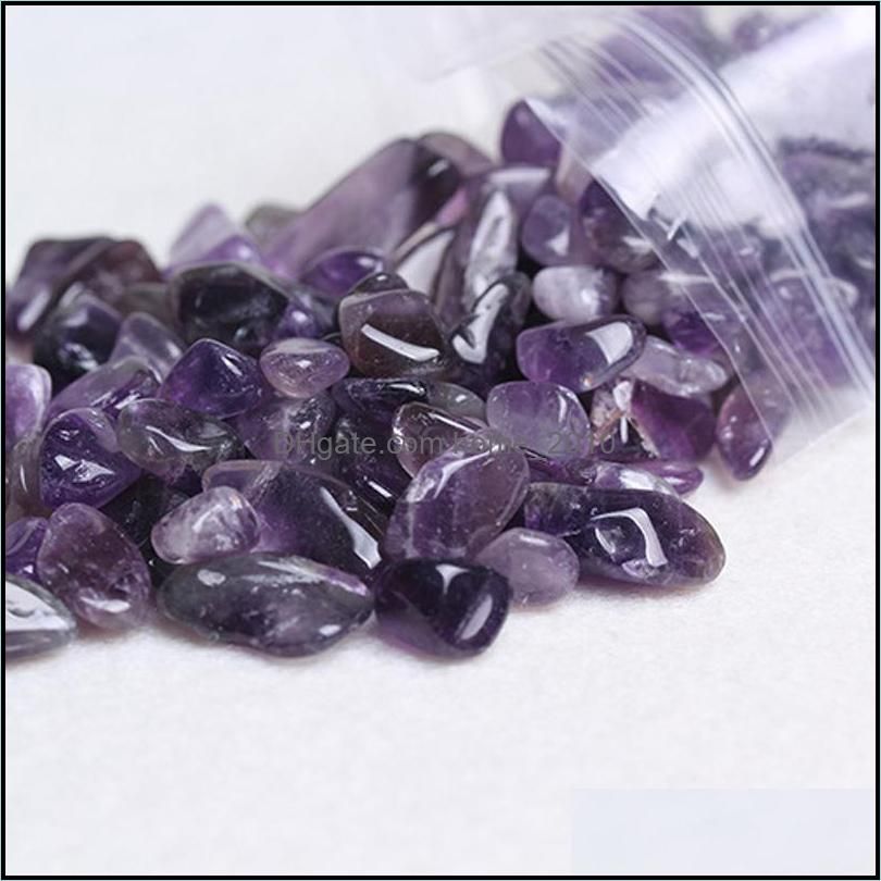 1 Bag 100 g Natural amethyst quartz Stone crystal Tumbled Stone Irregular fish tank crystal gravel (Size: 7--9 mm)