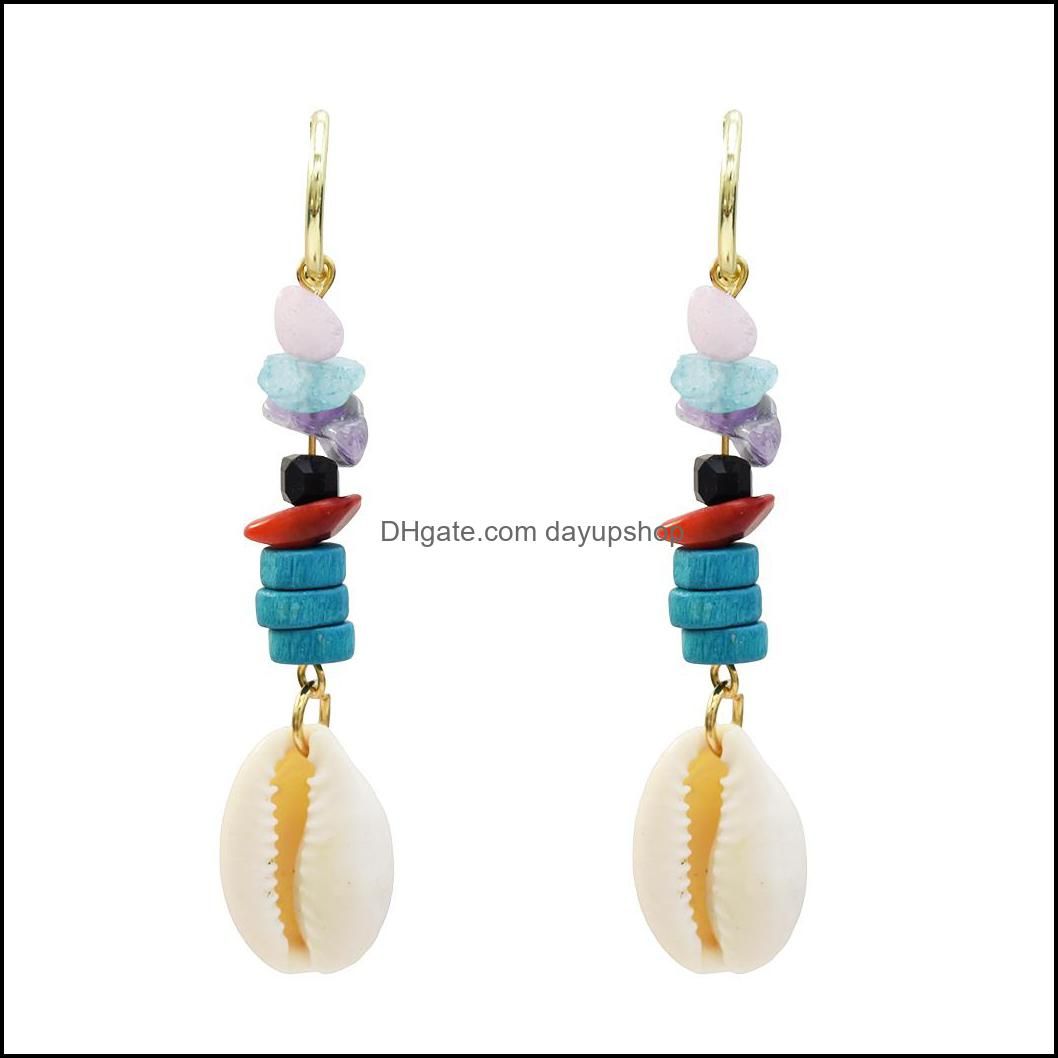 Fashion Sea Vacation Holiday Style Drop Dangle Earrings Shell imitation Stone Statement Earrings for Women Gift