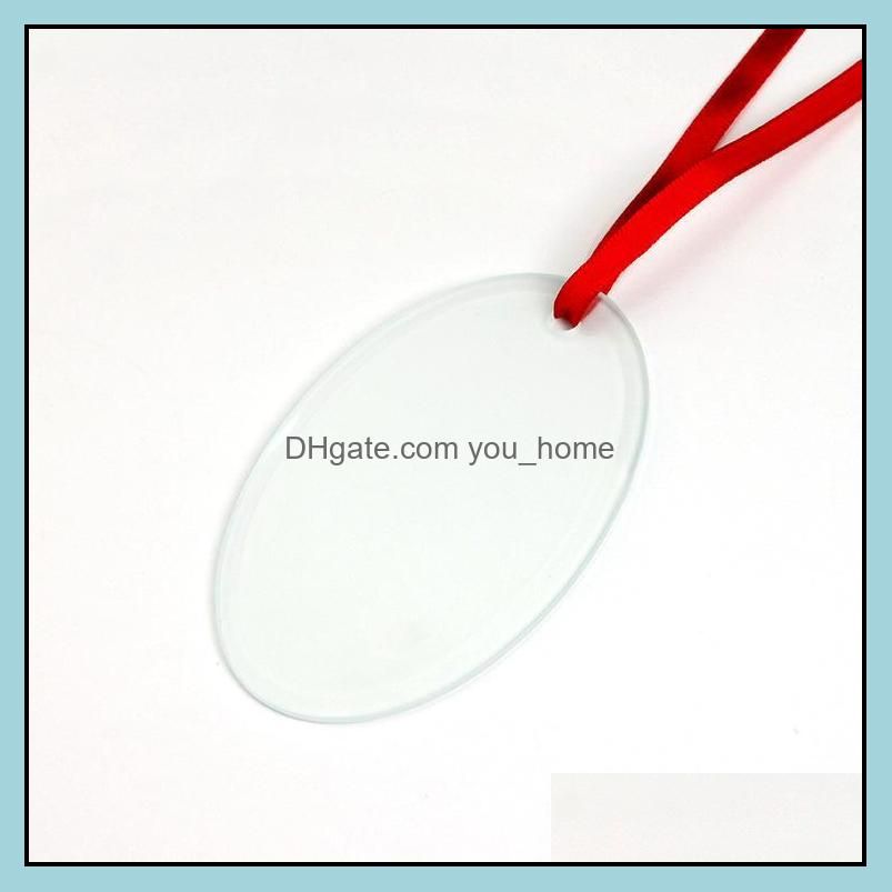 Sublimation Blanks Glass Pendant Christmas Ornaments 3.5inch Single Side Thermal Transfer Ornament Festival Decore Customized Diy