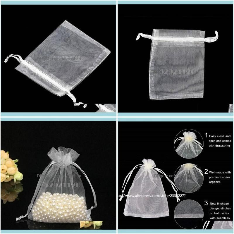 50/100pcs white Hot Sale Jewelry Packaging bag Organza Bags Gift Bags Pouches dragees gift box Wedding Favors 5z
