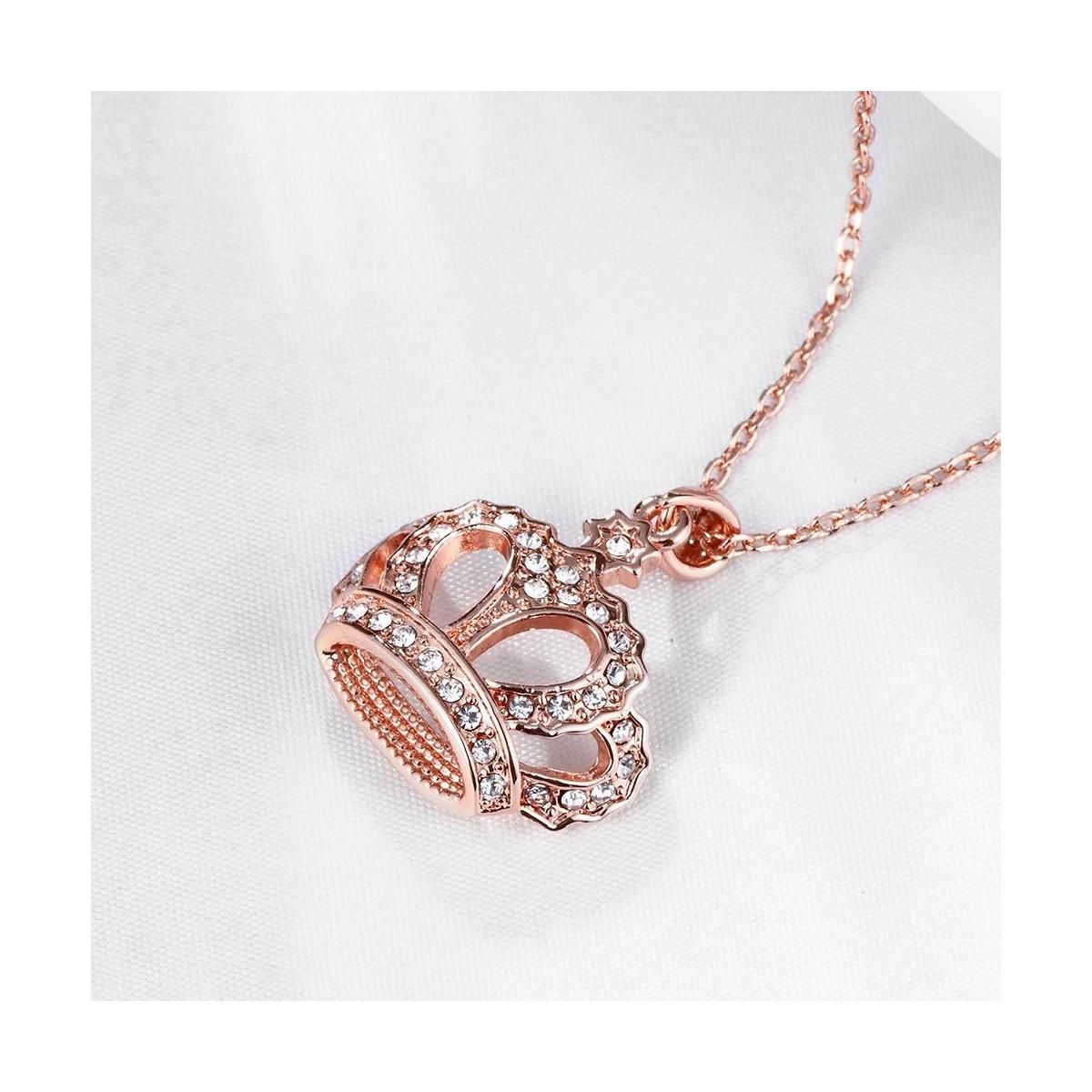 Diamond Crown Pendant Necklaces Rose Gold Silver Alloy Pendant with 18 Inches Chain Fashion Necklace Jewelry