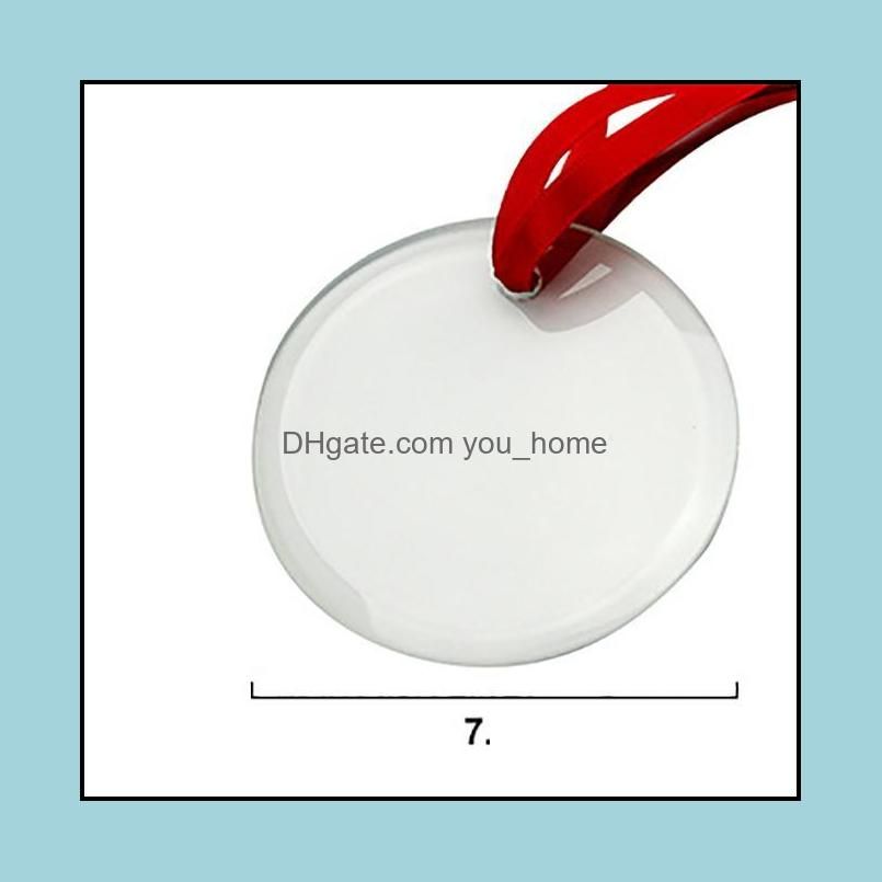 Sublimation Blanks Glass Pendant Christmas Ornaments 3.5inch Single Side Thermal Transfer Ornament Festival Decore Customized Diy
