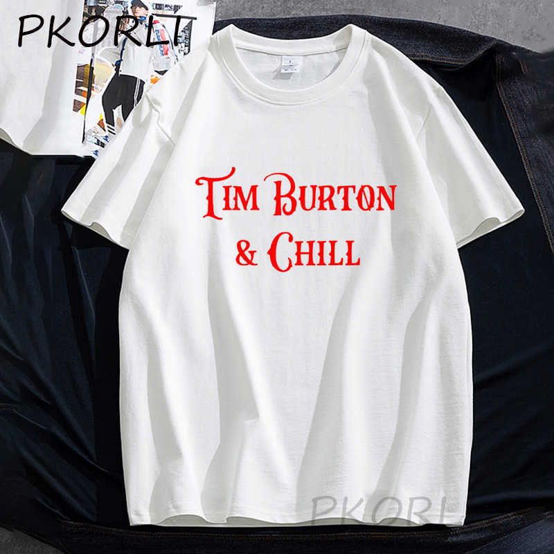 Tim Burton and Chill T-Shirt Woman Coraline Cartoon Movie TV Show Halloween T Shirt Summer Cotton Short Sleeve T-shirts Clothing H0910