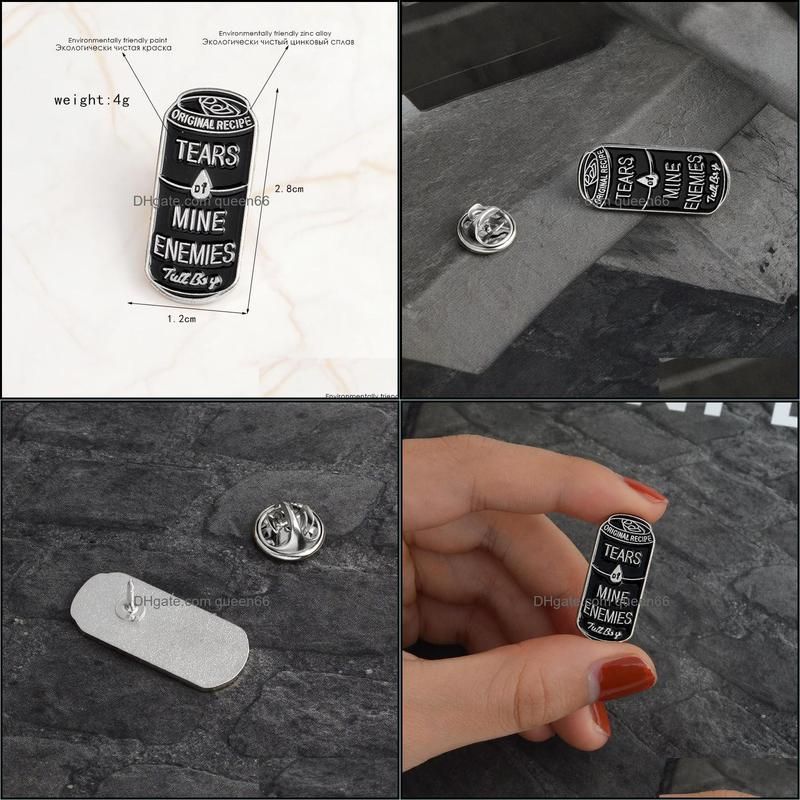 Cans Black Brooch Enamel Personality Creative White Pins Decoration Special Cartoon Lapel Denim 