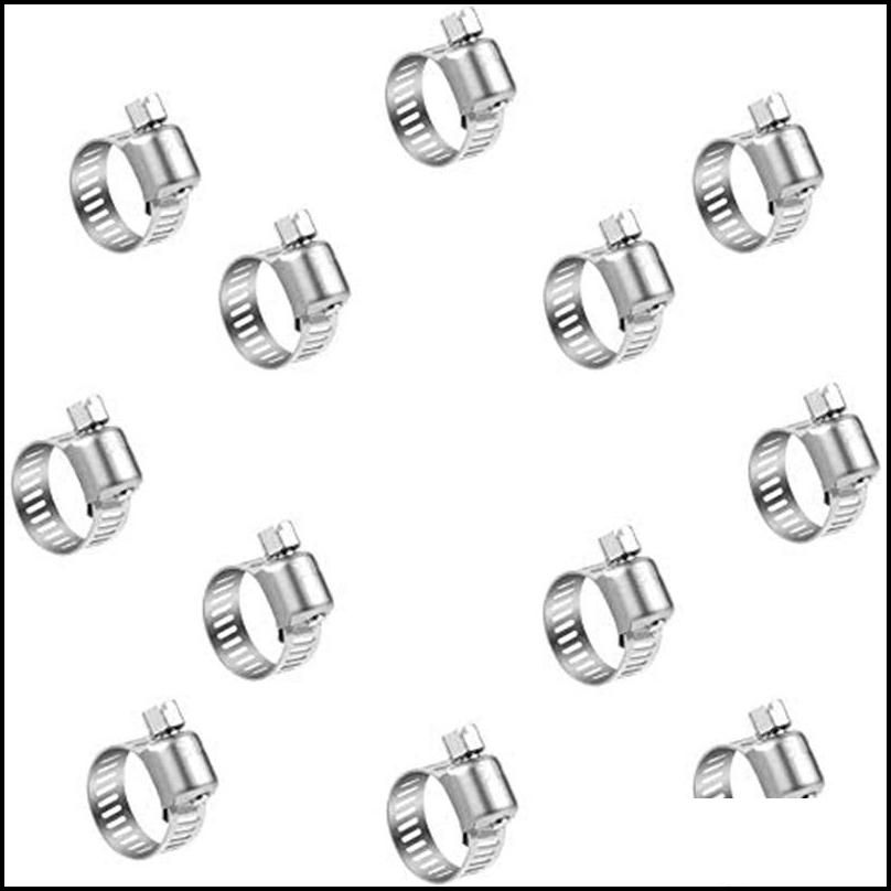Hose Clips Worm Drive Pipes Stainless Steel Hose Clamps 100 Pack (9-16 mm) for Securing Cable, Tuble