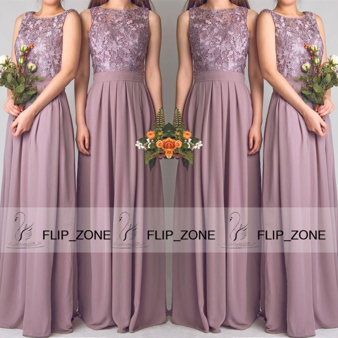 vintage mauve chiffon 2015 a line bridesmaid