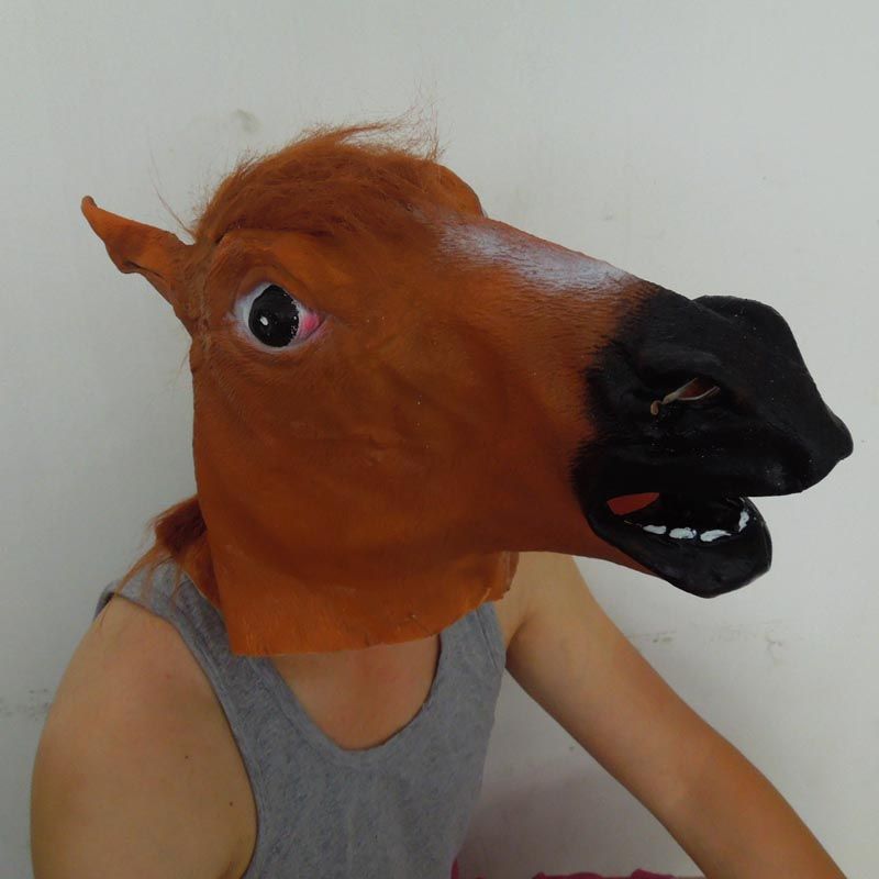 Cheap Creepy Brown Horse Mask Funny Latex Mask Carnival Animal Costume