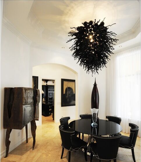 Modern Black Chandelier Dining Room Table Top Art Glass Lamps About The Chandelier