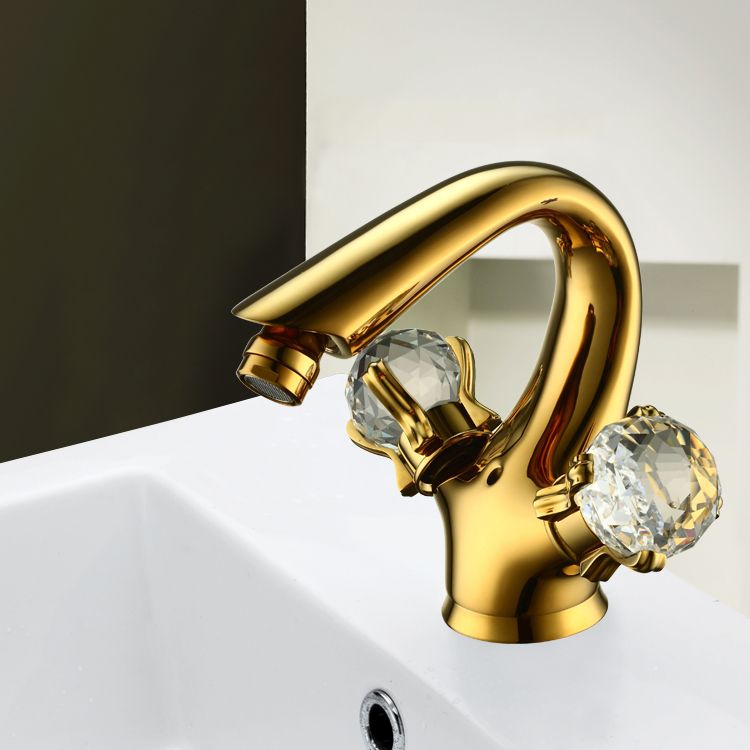2019 GOLD PVD Bathroom Bidet Faucet Mixer Tap Crystal Handles From