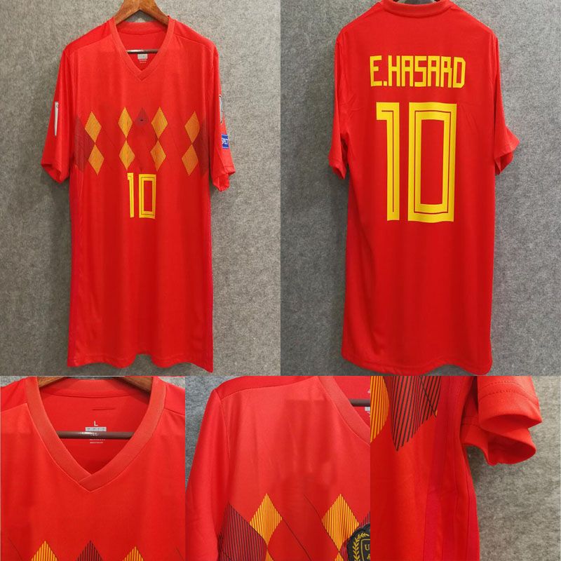 2019 World Cup Belgium Soccer Jersey 2018 Thail Quality Home Red LUKAKU FELLAINI E.HAZARD